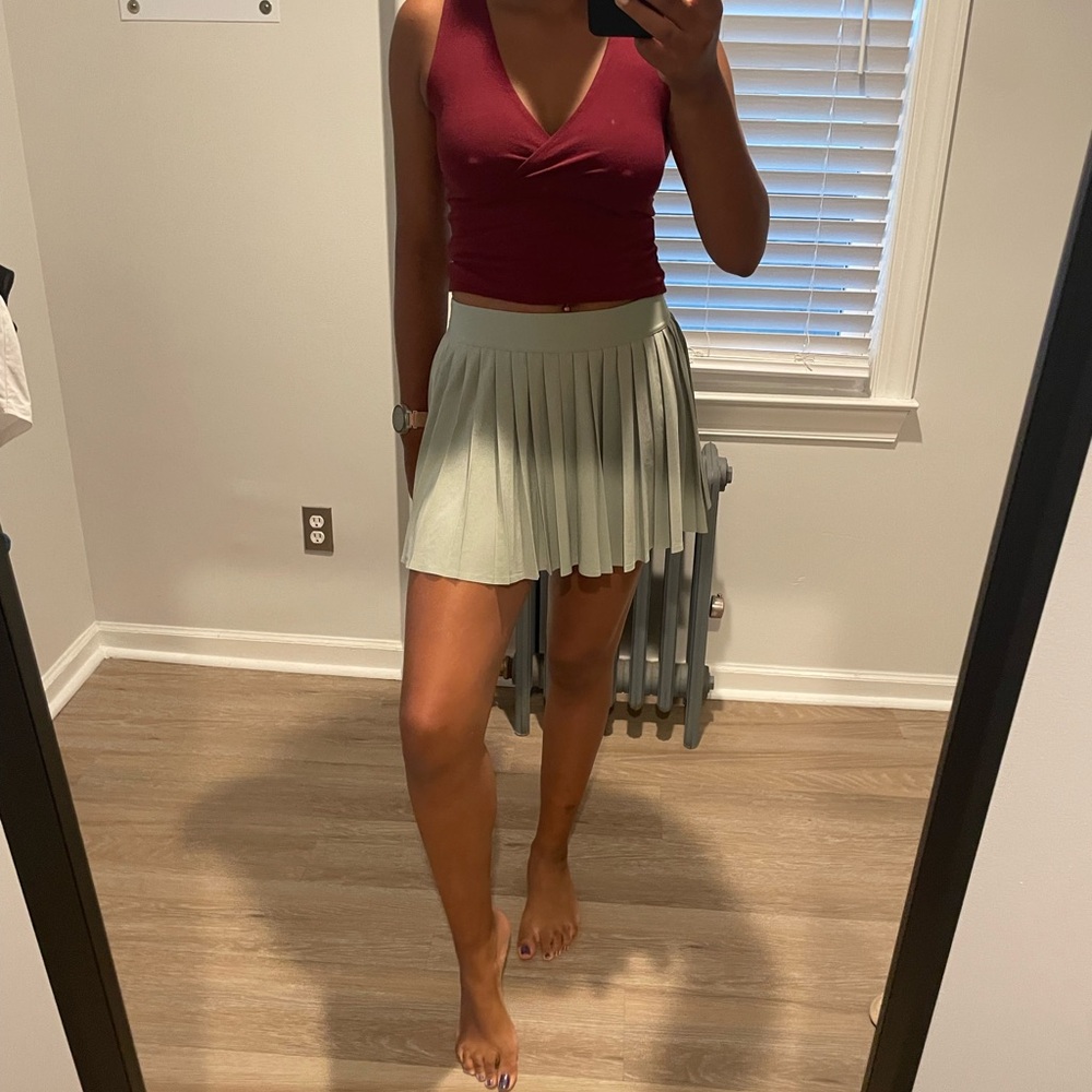 TNA Mint Green Pleated Mini Skirt
